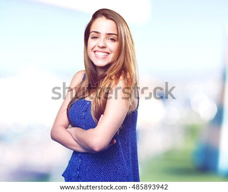 young woman smiling over white background