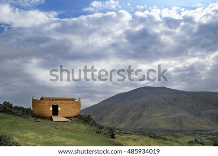 Noah's Ark on Ararat Mountain Royalty-Free Stock Photo #485934019