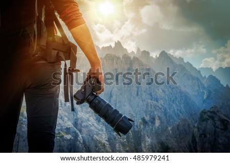Nature Photography Concept. Professional Nature Photographer and the Mountain Vista.