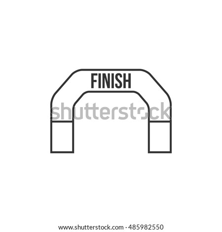 Finish line icon in thin outline style. Air tube inflatable