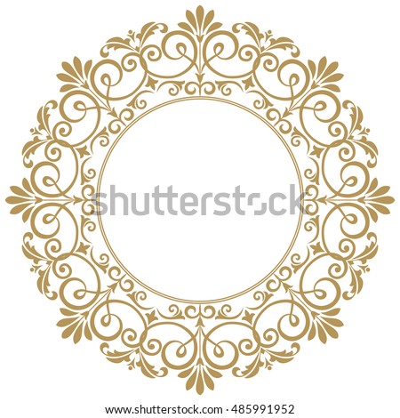 Decorative line art frames for design template. Elegant vector element for design in Eastern style, place for text. Golden outline floral border. Lace illustration for invitations and greeting cards