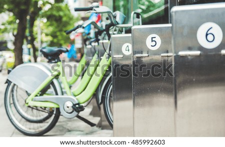 Bicycle parking in the business district Because parking at all to use a bicycle in traffic.
