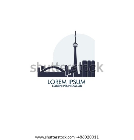 Toronto Canada city logo landscape skyline tower building vector symbol icon