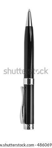 black metallic ballpoint pen isolated on a white background