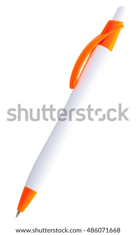white and orange ballpoint pen isolated on a white background