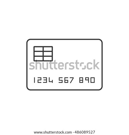 Credit card icon in thin outline style. Money buying shopping sale