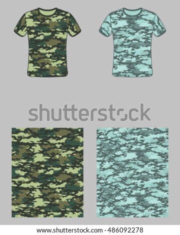 T-shirt camouflage design,fashionable seamless pattern, vector illustration.Millatry print 