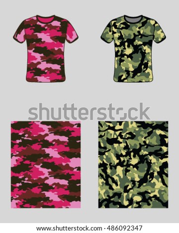 T-shirt camouflage design,fashionable seamless pattern, vector illustration.Millatry print