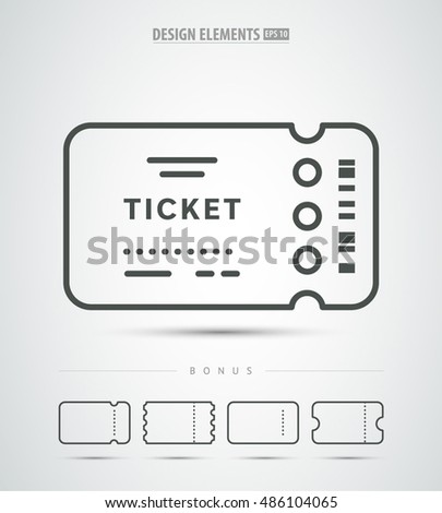 Vector line art concert ticket icon design. Simple and clean icon set. Concert, football, basketball, hockey, rugby, cinema, theatre icon in a minimalistic style.