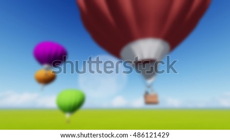Blurred Grass landscape Background Moon balloons and spring green meadow. Nature composition. Vector image