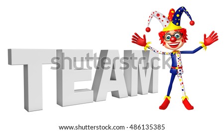 3d rendered illustration of Clown with team sign
