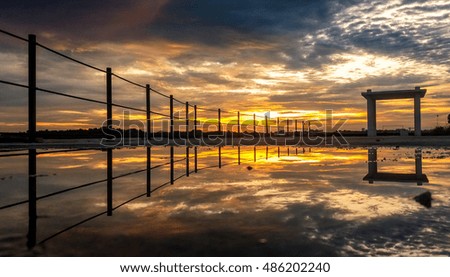 A long exposure picture of sunset and reflection with beautiful sky