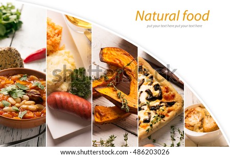 Collage of different pictures of natural food