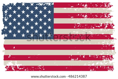 Grunge USA flag.Old American flag.Vector template.