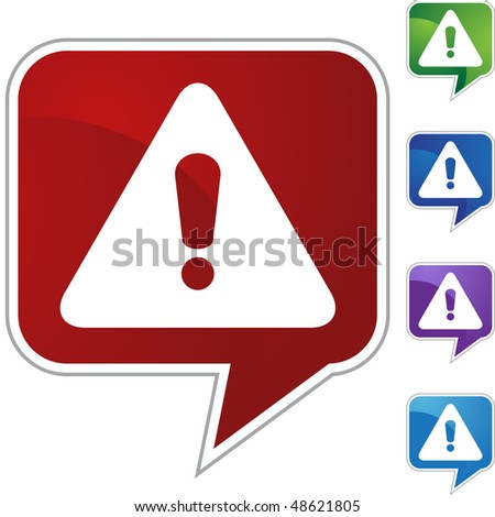 Warning sign web button isolated on a background