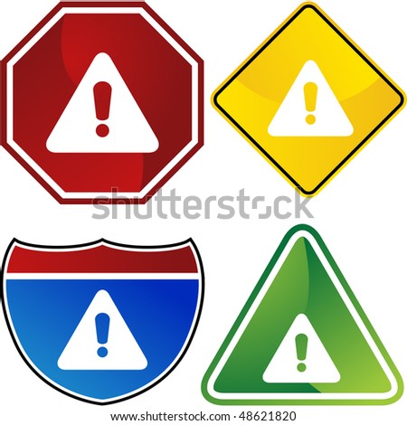 Warning sign web button isolated on a background