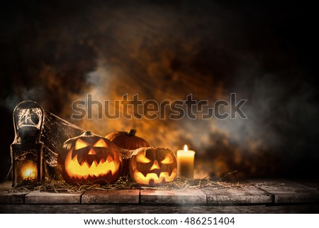 Halloween Pumpkins still-life background.