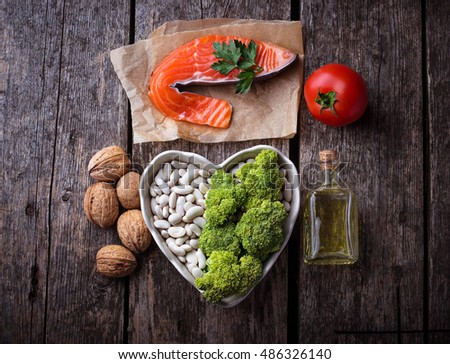 Cholesterol diet, healthy food for heart. Selective focus Royalty-Free Stock Photo #486326140