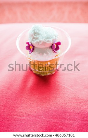 Cupcake on pink cloth, Thailand