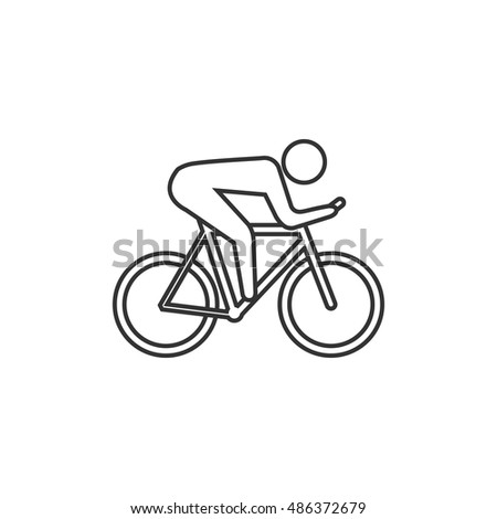 Cycling icon in thin outline style. Road race tour triathlon time trial pursuit sport bicycle