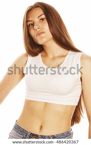 young pretty brunette woman in sports wear isolated on white smiling close up, lifestyle people concept