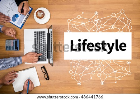 Lifestyle  Way of Life Habits Situation Culture Lifestyle me Business team hands at work with financial reports and a laptop