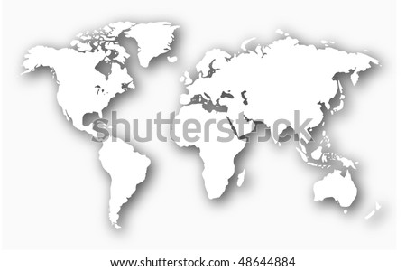 3D Embossed White World Map (Vector)