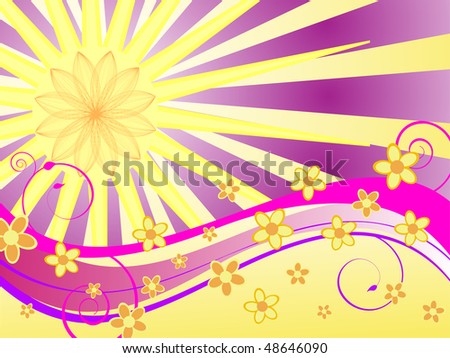 floral sunshine background - vector