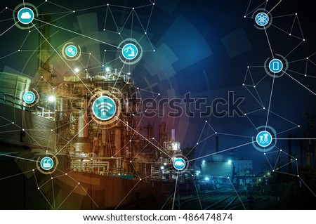 smart factory conceptual abstract, Internet of Things, Industry4.0 Royalty-Free Stock Photo #486474874