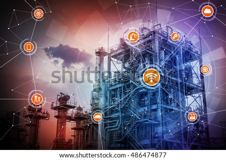 smart factory conceptual abstract, Internet of Things, Industry4.0 Royalty-Free Stock Photo #486474877