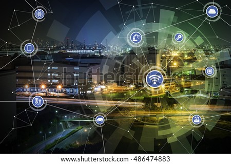 smart factory conceptual abstract, Internet of Things Royalty-Free Stock Photo #486474883