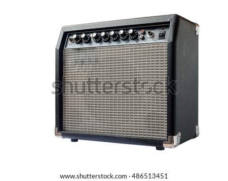 guitar amplifier isolated on white background Royalty-Free Stock Photo #486513451
