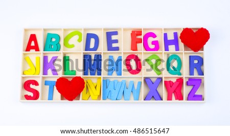 Colorful alphabet and love symbol for U and I