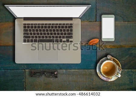 office desk , coffee and laptop
