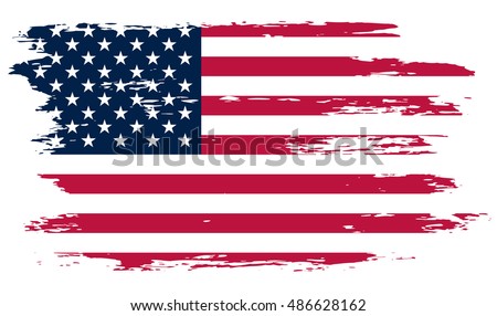 Grunge American flag.Vector flag of USA. Royalty-Free Stock Photo #486628162
