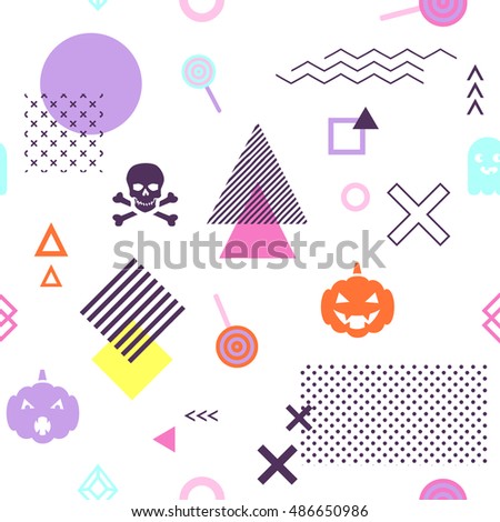 Seamless pattern background with geometric holiday elements. Abstract minimalistic flat halloween background. Vector illustration. Eps 10