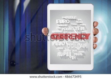Businessman show screen about the currency