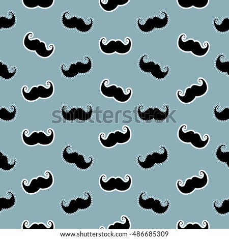 Vector seamless pattern with outlined and dashed mustaches