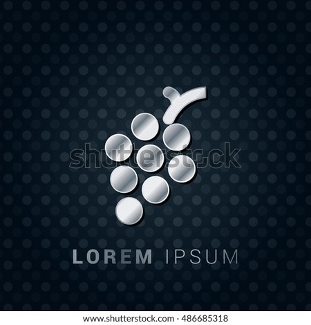 Grapes 3D Silver/Platinum/Steel Metallic Premium Icon / Logo Design