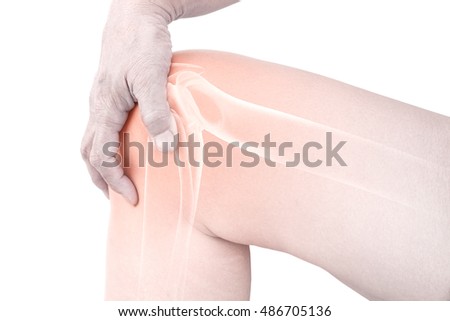 Knee bones pain white background