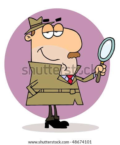 Caucasian Cartoon Investigator Man