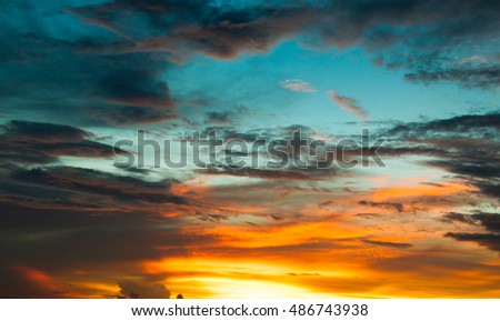 Dramatic sunset or sun rise sky