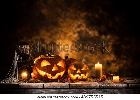 Halloween Pumpkins still-life background.