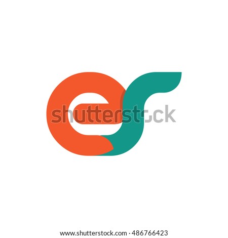 Initial Letter ES ER Linked Circle Lowercase Logo Orange Green