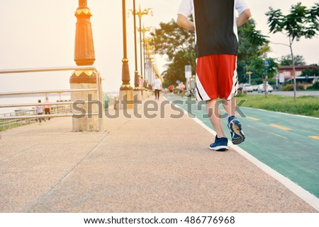 Man running.selective focus