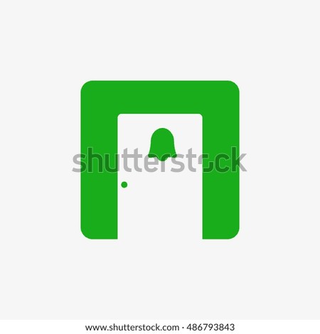 Doorbells in smart home icon. Flat design vector illustration. Isolated on white background