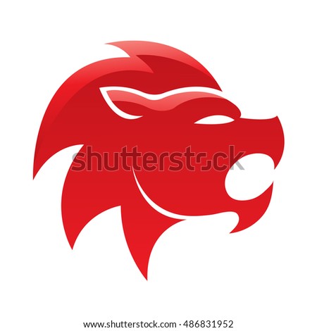 Red glossy lion isolated on white