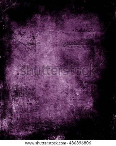 Scary abstract vintage grunge background with faded central area for your text or picture, scratched halloween purple background