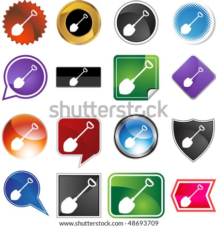 Shovel web button isolated on a background.