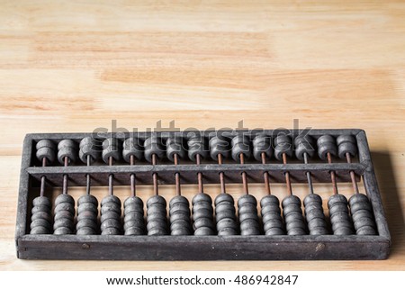 old abacus calculator for background and add text message. picture financial concept